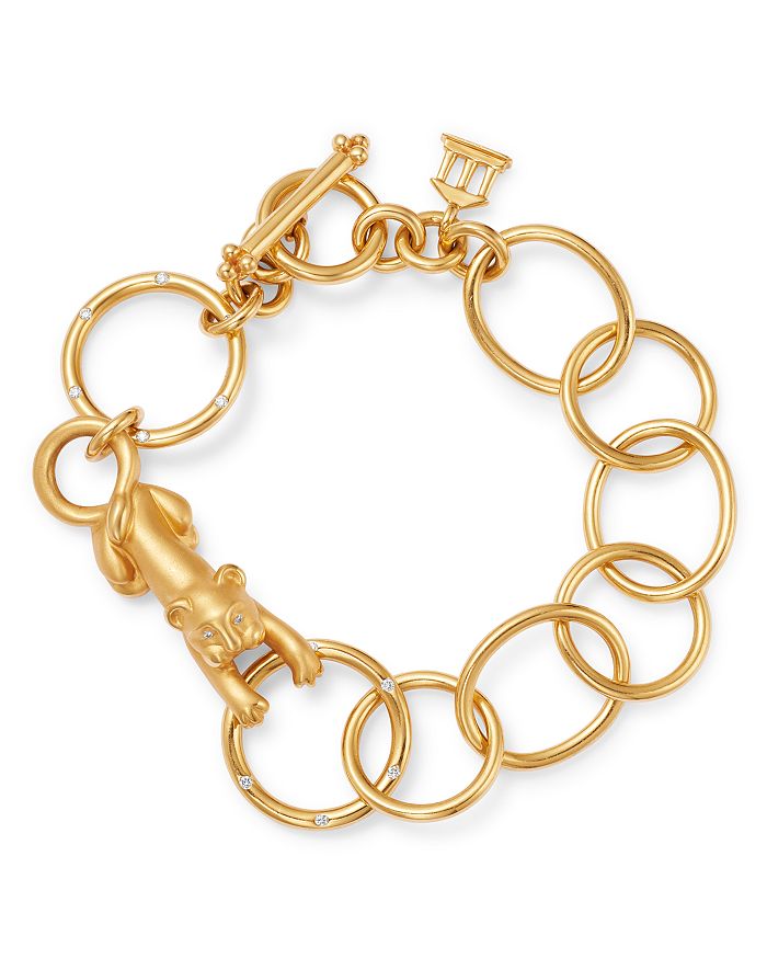 Temple St Clair 18k Yellow Gold Diamond Lion Arno Link Bracelet In White/gold