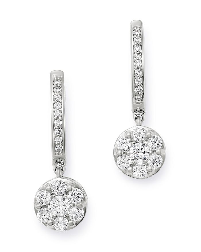BLOOMINGDALE'S CLUSTER DIAMOND DROP EARRINGS IN 14K WHITE GOLD, 1.0 CT. T.W. - 100% EXCLUSIVE,E9455BWI1I2B