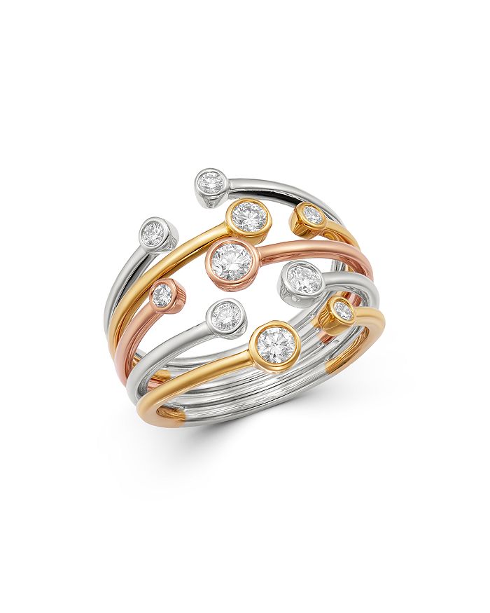 Bloomingdale's Bezel Set Diamond Multi-row Band In 14k Yellow, White & Rose Gold, 0.50 Ct. T.w. - 100% Exclusive In White/multi