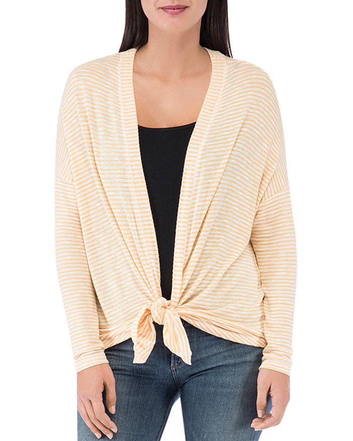 B Collection By Bobeau Cecile Striped Tie-front Cardigan In Amber