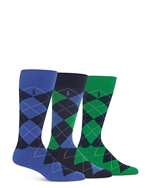 Polo Ralph Lauren Argyle Socks, Pack Of 3 In Royal/navy