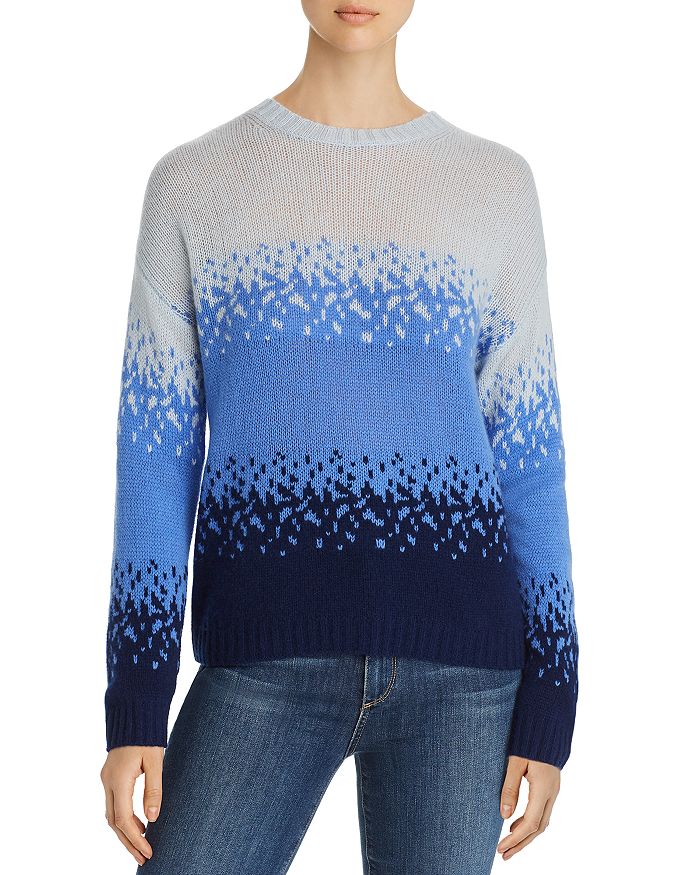 C By Bloomingdale's Ombre Jacquard Cashmere Sweater - 100% Exclusive In Baby Blue/cornflower/spring Navy
