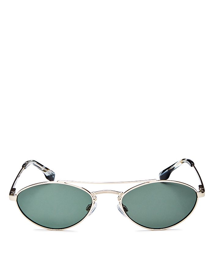 Le Specs Unisex Liaison Brow Bar Oval Sunglasses, 55mm In Gold/green Solid