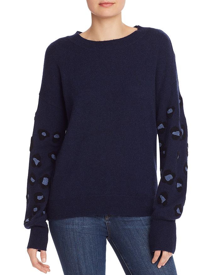 Aqua Cashmere Leopard-applique Cashmere Sweater - 100% Exclusive In Night Combo