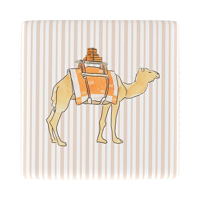 Shop Cloth & Company Gray Malin X Cloth & Co. Adrianna Storage Ottoman In Camel Stripe Tan