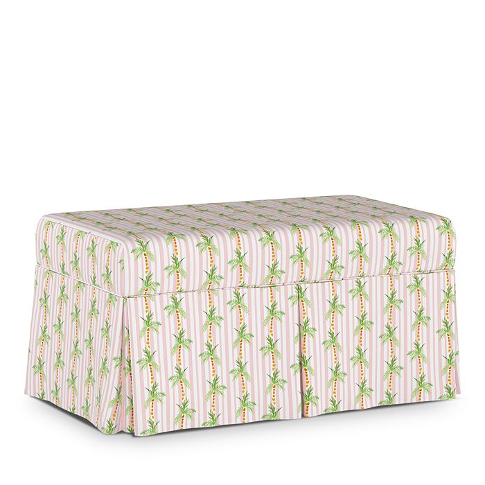 Cloth & Company Gray Malin X Cloth & Co. Lara Storage Bench In Palm Tree Stripe Pink