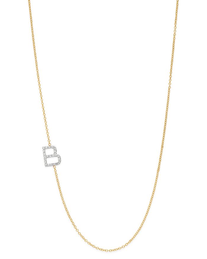 Zoe Lev 14k Yellow Gold Diamond Asymmetric Initial Necklace, 18 In B/gold