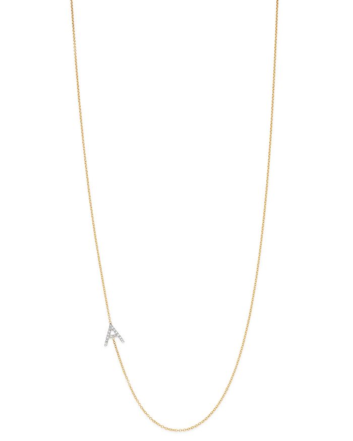 Shop Zoe Lev 14k Yellow Gold Diamond Asymmetric Initial Necklace, 18 In B/gold