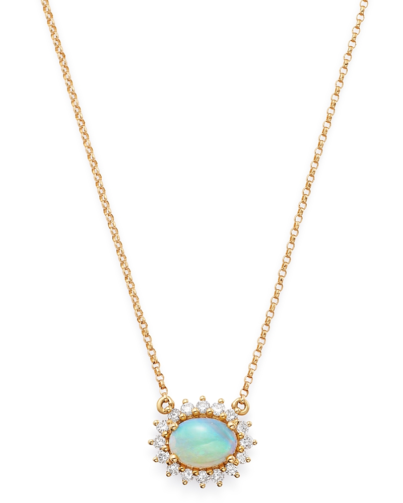 Bloomingdale's Fine Collection Opal and Diamond East-West Pendant Necklace in 14K Yellow Gold, 18