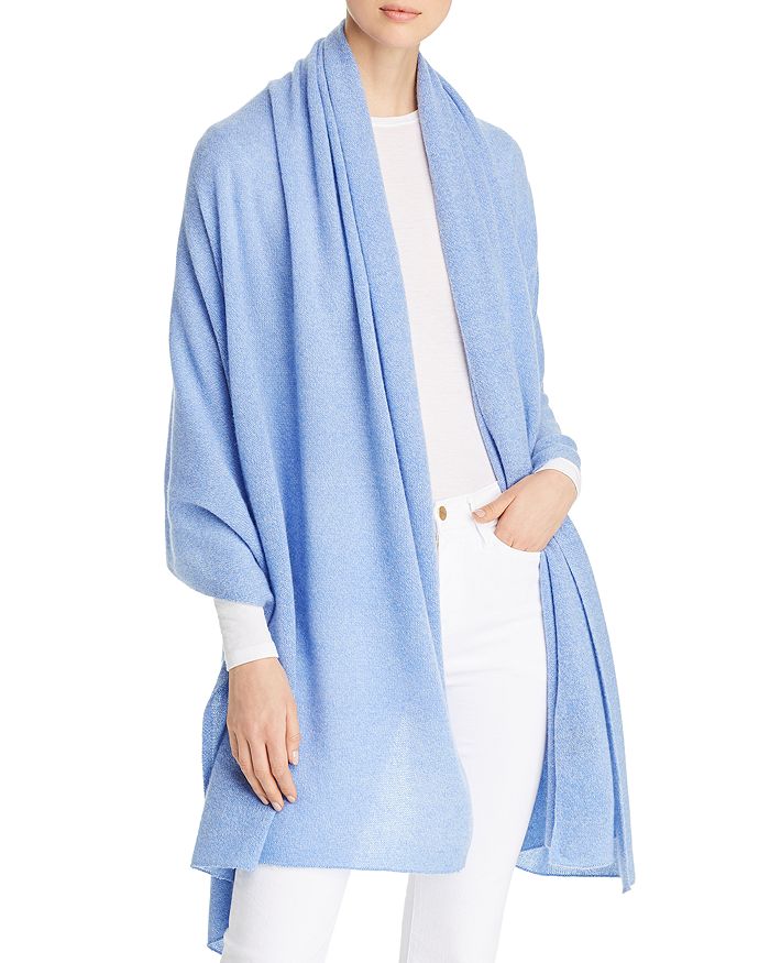 C By Bloomingdale's Cashmere Travel Wrap - 100% Exclusive In Baby Blue/cornflower Twist