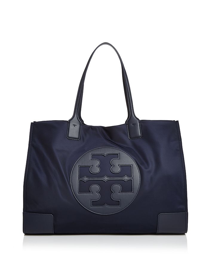 Tory Burch Ella Tote In Tory Navy Nylon Leather