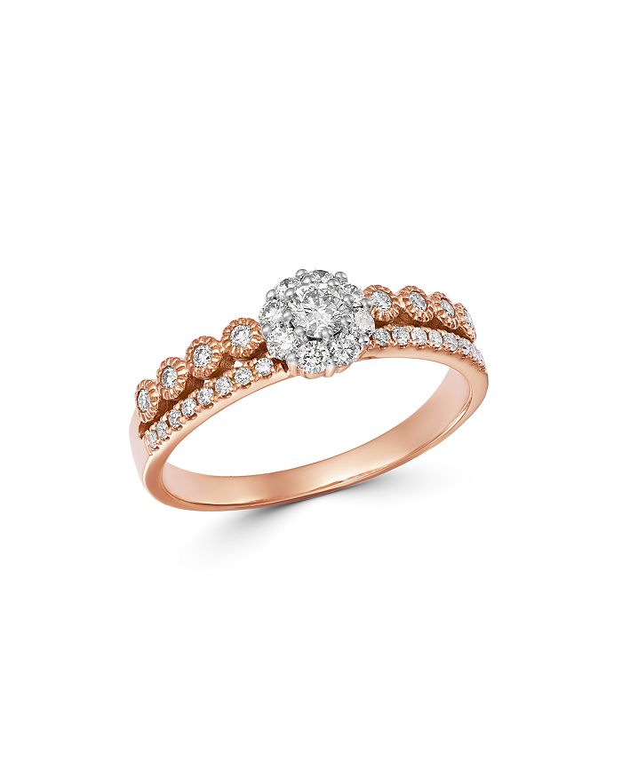 Bloomingdale's Diamond Double-row Ring In 14k Rose Gold, 0.50 Ct. T.w. - 100% Exclusive In White/rose Gold