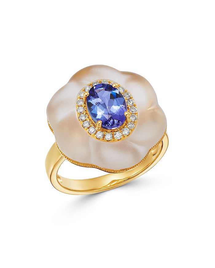 Bloomingdale's Tanzanite, Rock Crystal & Diamond Ring In 18k Yellow Gold - 100% Exclusive In Blue/gold