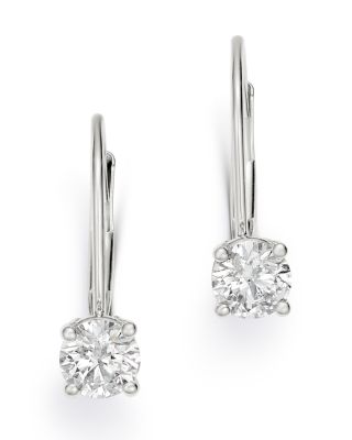 leverback diamond solitaire earrings