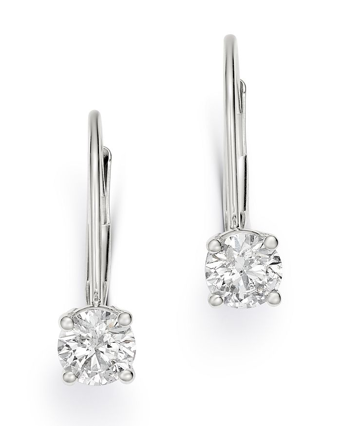 Bloomingdale's Diamond Solitaire Leverback Earrings In 14k White Gold, 0.60 Ct. T.w. - 100% Exclusive