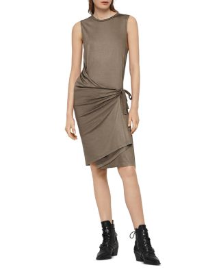 khaki green wrap dress