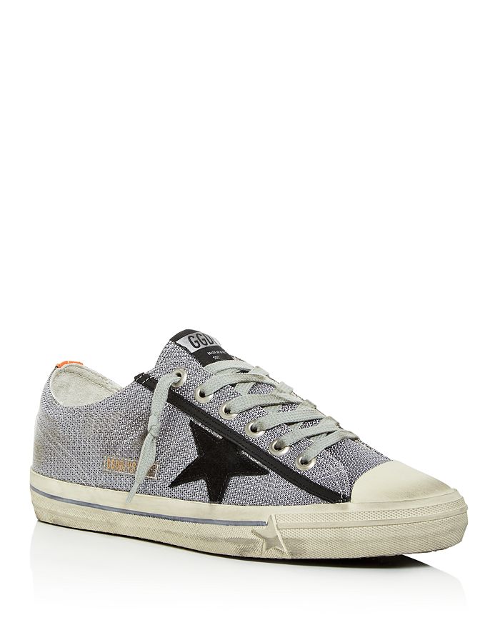 Golden Goose Unisex V-star 2 Net Distressed Low-top Sneakers In Silver
