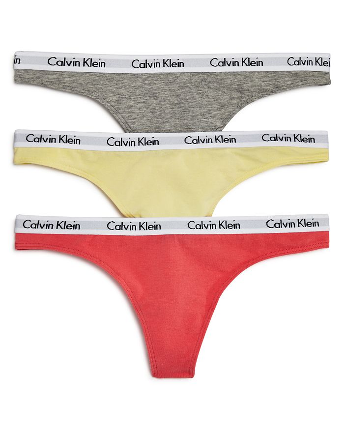 Calvin Klein Carousel Thongs, Set Of 3 In Pomelo/polar Lights/gray