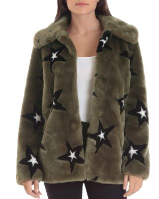 Faux fur coat with stars best sale