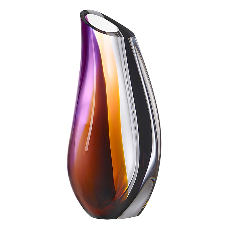 Kosta Boda Orchid Vase In Amber/purple