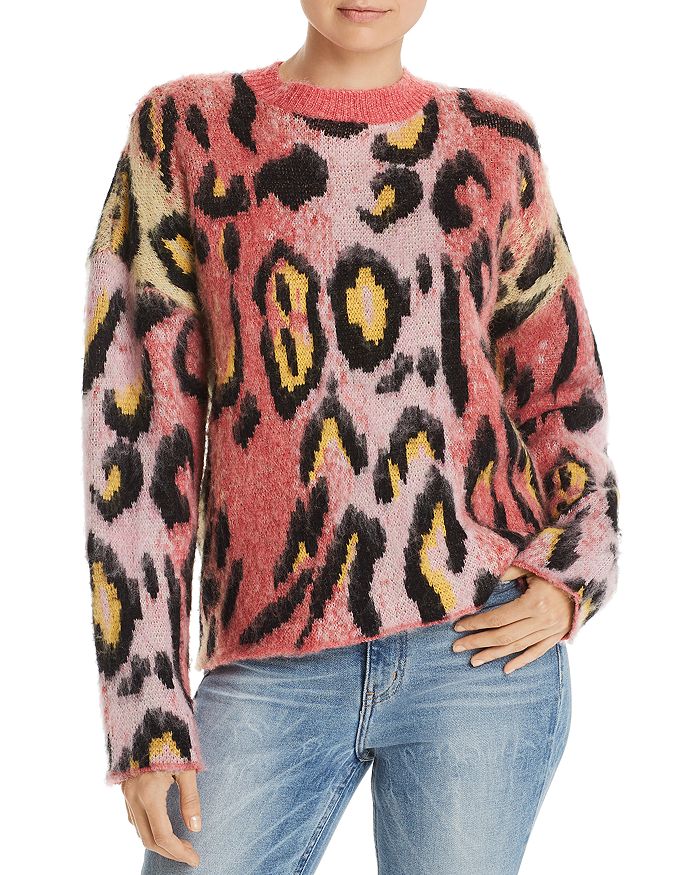Aqua Brushed Leopard Print Sweater - 100% Exclusive In Pink