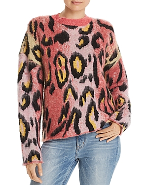 Aqua Brushed Leopard Print Sweater - 100% Exclusive In Silver/pink
