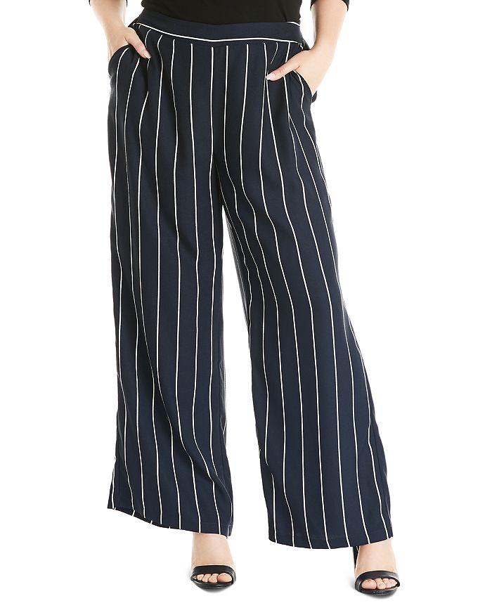 Estelle Plus Seeing Stripes Wide-leg Pants In Print