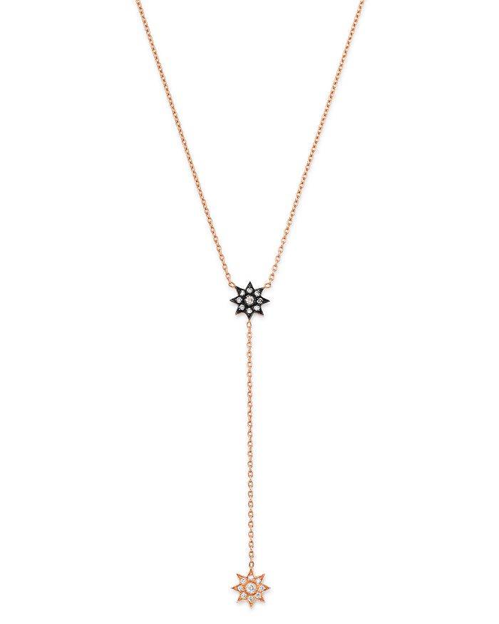 Own Your Story 14k Rose Gold Cosmos Dangling Star Cognac & White Diamond Y Necklace, 18 In Multi/rose Gold