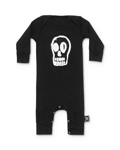 Nununu Unisex Embroidered Sketch Skull Romper Baby