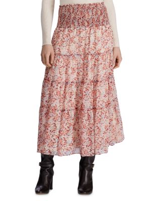 tiered floral skirt