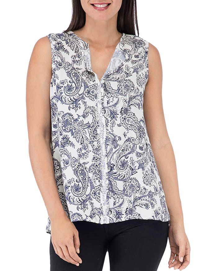 B Collection By Bobeau Sleeveless Paisley-print Top In Navy Paisley