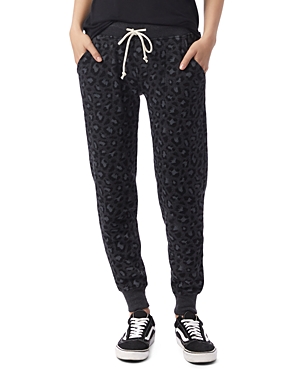 Alternative Printed Sweatpants In Dark Gray Leopard