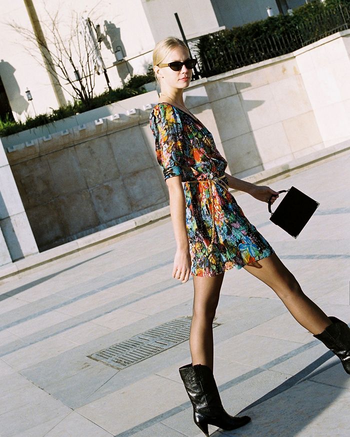 THE KOOPLES TOKYO NIGHT FLORAL-PRINT WRAP MINI DRESS