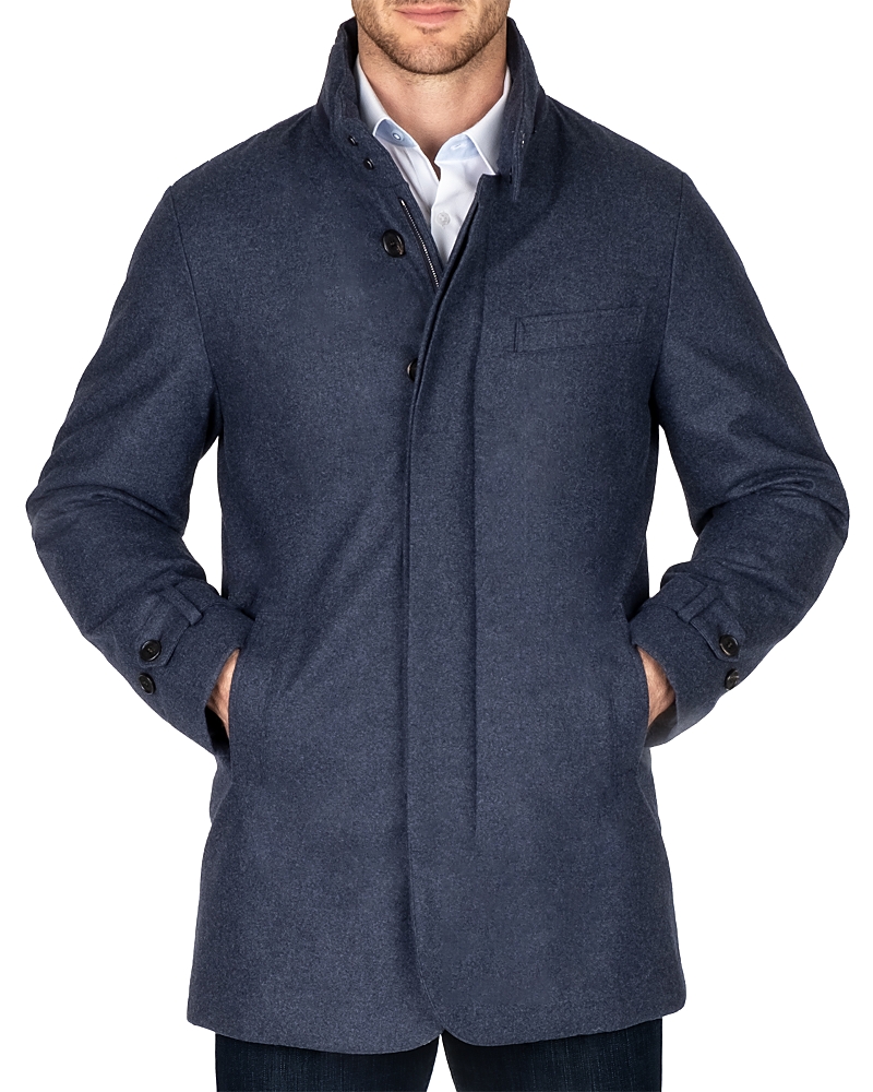 Norwegian Wool Down-lined Virgin-wool Coat In Blue