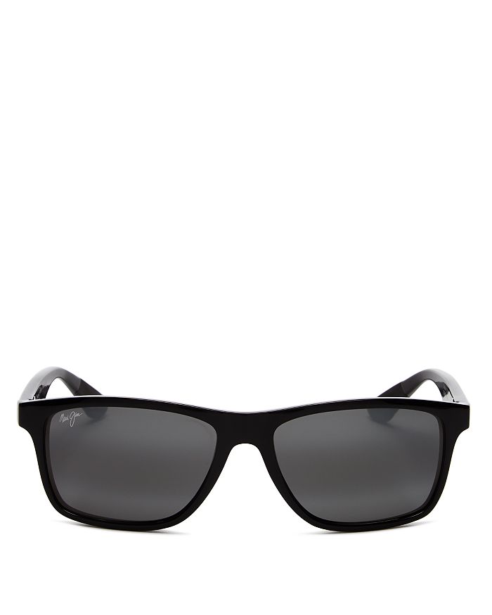 Maui Jim Onshore Polarized Rectangular Sunglasses, 58mm In Gloss Black/neutral Gray Gradient Polarized