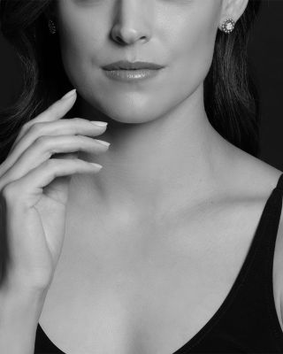 Sterling Silver Caviar Spark Diamond Stud Earrings