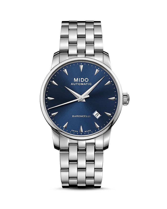 Mido Baroncelli Automatic Bracelet Watch, 40mm In Blue/silver