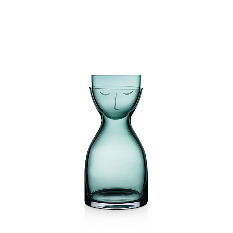 Nude Glass Mr. & Mrs. Small Bedside Water Set In Green