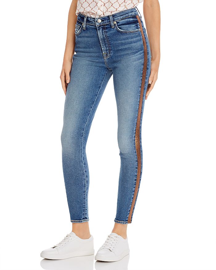 7 FOR ALL MANKIND SHIMMER STRIPE SKINNY ANKLE JEANS IN LUXE VINTAGE MUSE 3,AU8434120