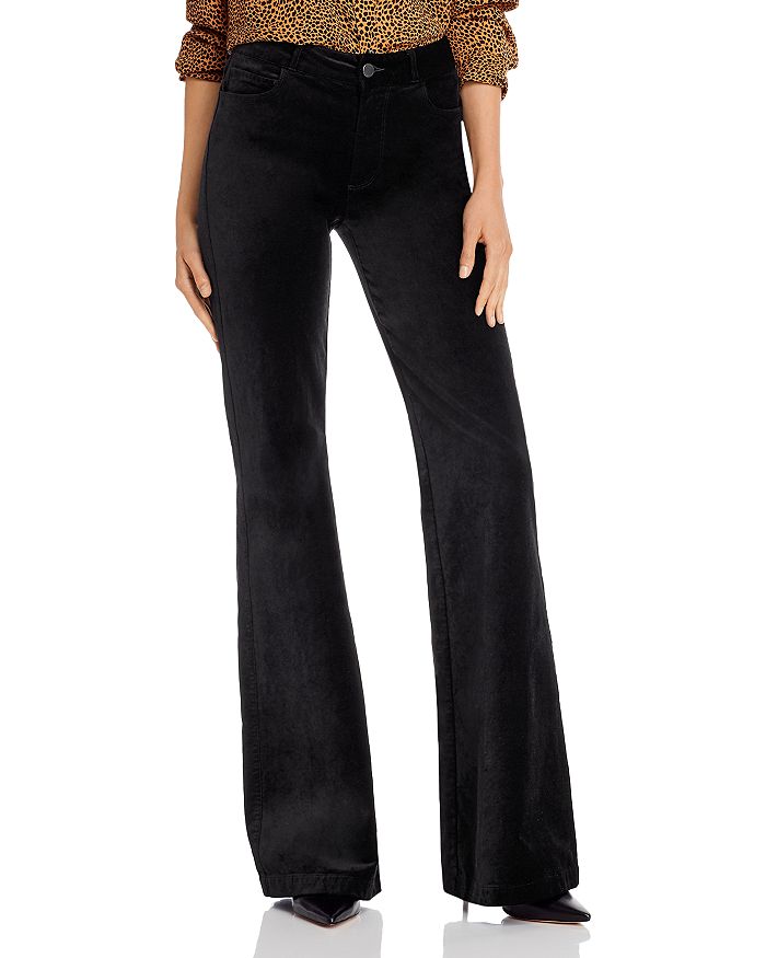 Paige Genevieve Flared Velvet Jeans In Black | ModeSens