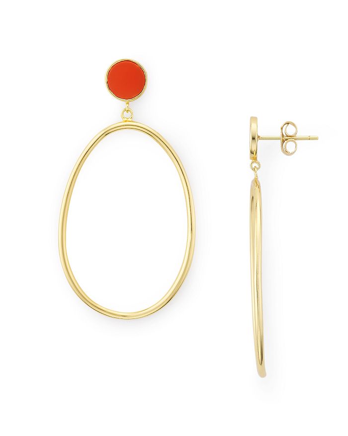 Argento Vivo Stone & Oval Drop Earrings In Orange/gold
