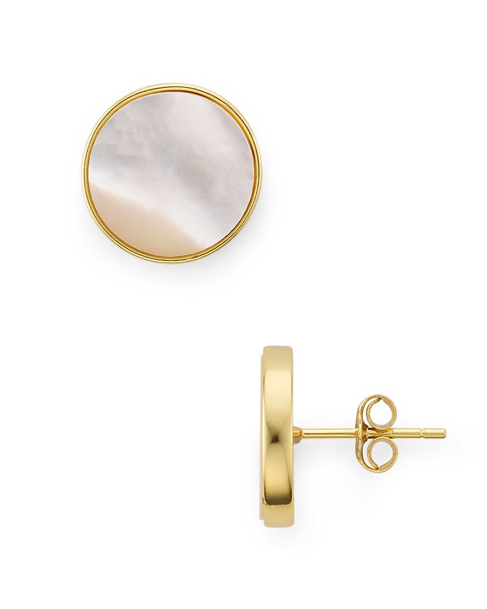 Argento Vivo Disk Stud Earrings In White/gold