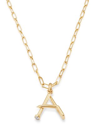 14K Yellow Gold Large Nail Initial Necklace, 18&amp;quot;