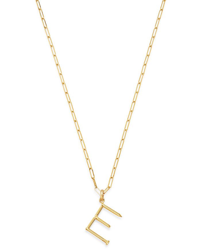 Zoe Lev 14k Yellow Gold Large Nail Initial Necklace, 18 In E/gold