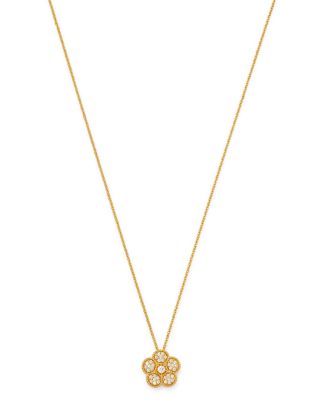 18K Yellow Gold Daisy Diamond Pendant Necklace, 17.5" - Exclusive