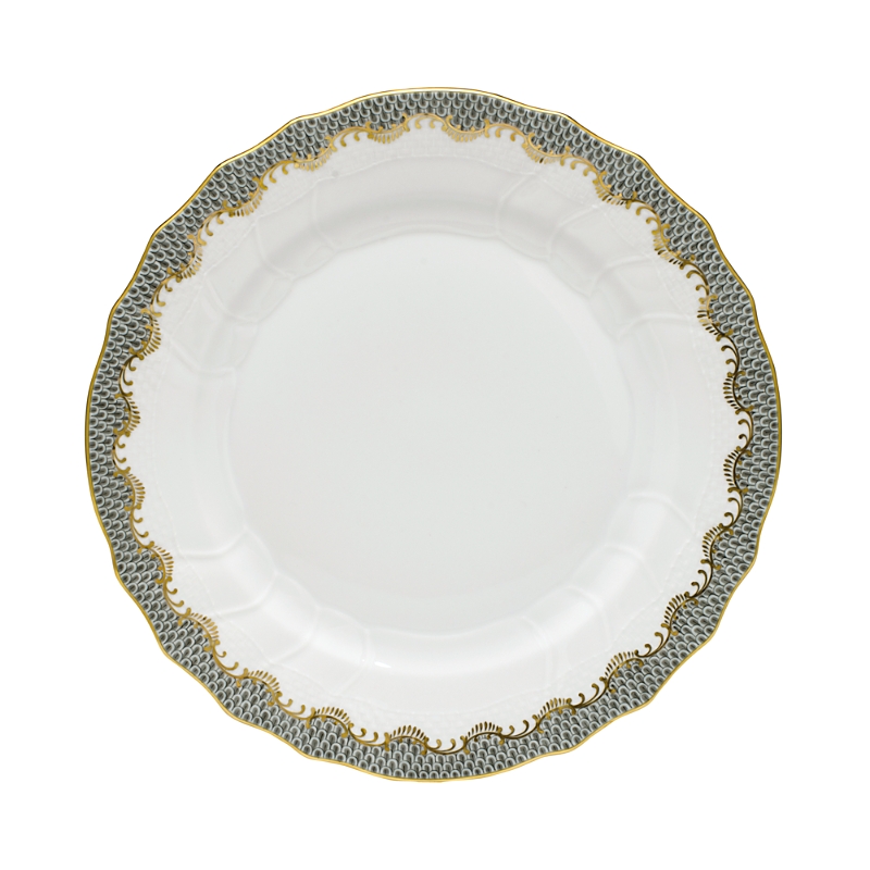 Herend Fishscale Service Plate In Gray