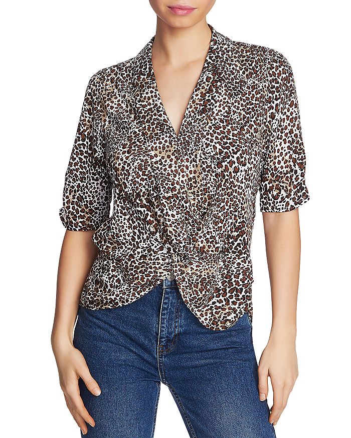 1.STATE Leopard Print Twist-Front Blouse | Bloomingdale's