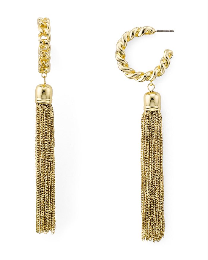 Aqua Link Hoop Tassel Earrings - 100% Exclusive In Gold