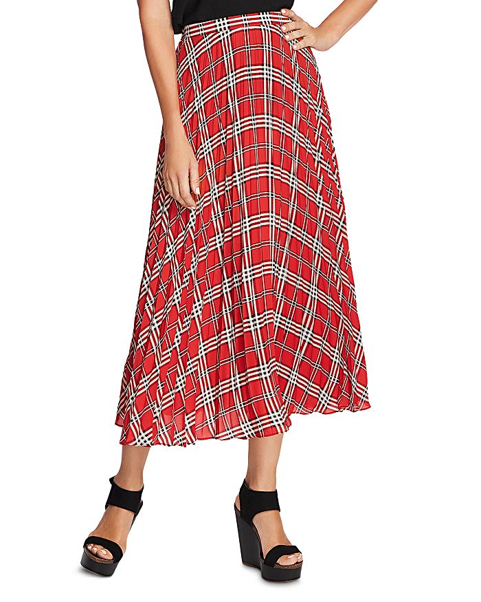 Vince Camuto Highland Plaid Pleated Midi Skirt - 100% Exclusive In Burnt Amber