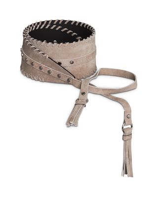 BCBGMAXAZRIA Tie-Front Tassel Nubuck Leather Belt  display picture 3